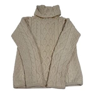 Inis Crafts Women's Small Merino Wool Cable Knit Sweater Chunky Ireland